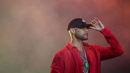 Le rappeur Booba lors du festival Les Vieilles Charrues, le 18 juillet 2019 à Carhaix-Plouger (Finistère). (LOIC VENANCE / AFP)