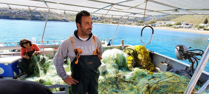 Theodoros, pêcheur à Kea. (BENJAMIN  ILLY / RADIO FRANCE)