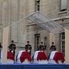 Hommage, mardi 26 mai, aux quatre figures de la r&eacute;sistance qui entrent mercredi 27 mai au Panth&eacute;on : Genevi&egrave;ve Anthonioz de Gaulle, Germaine Tillion, Pierre Brossolette et jean Zay.&nbsp; (CITIZENSIDE/CHRISTOPHE BONNET / AFP)