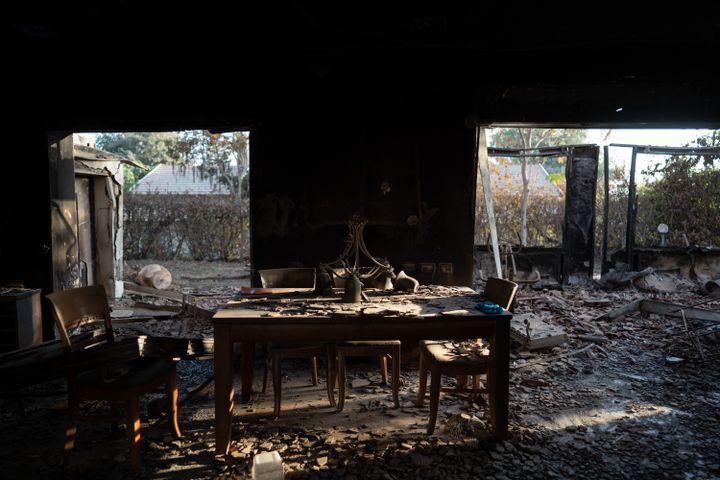 A house destroyed during the attack on Kibbutz Be'eri (Israel) by Hamas attackers, October 25, 2023. (DIMA VAZINOVICH / MIDDLE EAST IMAGES)