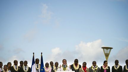 Le 31 mars 2012, Dzaoudzi (Mayotte). En meeting en Outre-Mer. (FRED DUFOUR / AFP)