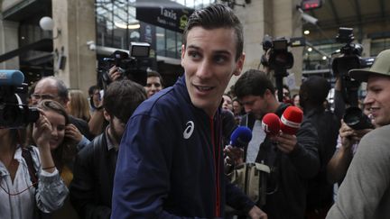 Pierre-Ambroise Bosse&nbsp;à la gare du Nord, à Paris, le 12 août 2017. (JACQUES DEMARTHON / AFP)