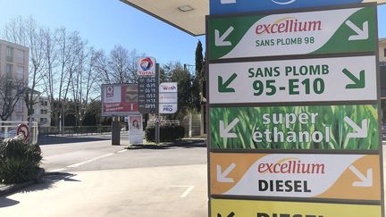 Une station service avec une pompe de bioéthanol, le 20 février 2020. (BASTIEN MUNCH / RADIO FRANCE)