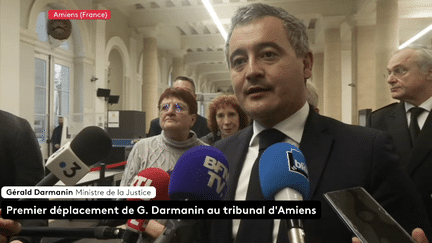 Gérald Darmanin le 25 décembre 2024 à Amiens (Somme) pour son premier déplacement en tant que ministre de la Justice. (FRANCEINFO)