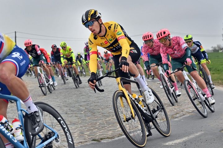 Christophe Laporte de la Jumbo-Visma lors de Gand-Wevelgem, le 27 mars 2022. (DIRK WAEM / BELGA)