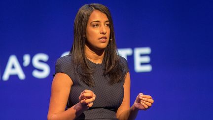 Megha Rajagopalan&nbsp;au Forum Oslo Freedom&nbsp;en mai 2018. (TORE SÆTRE / CC BY-SA 4.0 VIA WIKIMEDIA COMMONS)