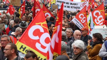 Une manifestation à Montpellier, le 23 mars 2023. (PASCAL GUYOT / AFP)