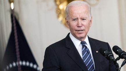 Le président des Etats-Unis Joe Biden commente les chiffres du chômage à la Maison blanche, vendredi 5 octobre. (SARAH SILBIGER / GETTY IMAGES NORTH AMERICA)