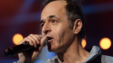 Le chanteur Jean-Jacques Goldman, lors de l'émission "Les Enfoirés" en 2014.&nbsp; (PATRICK HERTZOG / AFP)