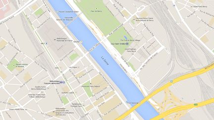 Des cambrioleurs ont cibl&eacute; le b&acirc;timent occup&eacute; par la DRCPN, selon "Le Parisien", situ&eacute; dans le 12e arrondissement de Paris, pr&egrave;s de la Seine. ( GOOGLE MAPS / FRANCETV INFO )