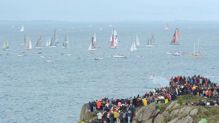 &nbsp; (Le départ de la Route du Rhum vu de la Pointe du Grouin à Cancale. © Maxppp)