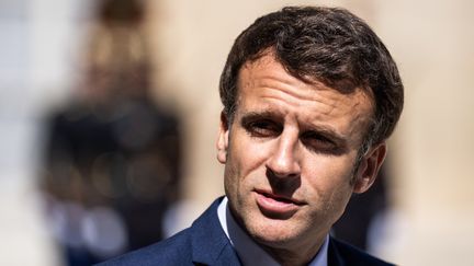 Le président de la République, Emmanuel Macron, à l'Elysée, le 13 mai 2022.
 (XOSE BOUZAS / HANS LUCAS / AFP)