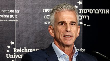 Le directeur du Mossad, David Barnea, lors du sommet mondial de l'Institut international de lutte contre le terrorisme à Herzliya, en Israël, le 10 septembre 2023. (GIL COHEN-MAGEN / AFP)