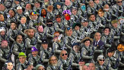 Photomontage representing an army of "Pessi" notably using a diverted image of footballer Lionel Messi.  (DOHKISSOU / TWITTER)