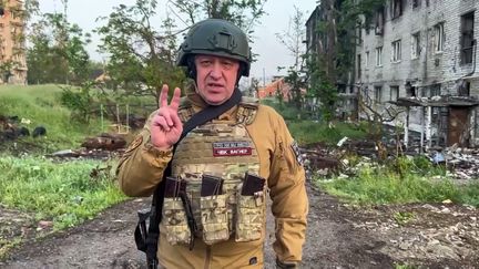 Screen capture of a video posted on May 25, 2023 on Telegram by the press service of the Concord group, showing Yevgeny Prigojine in Bakhmout (Ukraine).  (CONCORDGROUP_OFFICIAL/TELEGRAM/AFP)