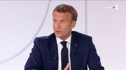 Emmanuel Macron, lors de son interview organisée le 14 juillet 2020 à l'Elysée. (FRANCE 2 / FRANCE TELEVISIONS)