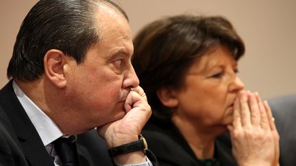 Jean-Christophe Cambadelis et Martine Aubry &agrave; Lille (Nord), le 23 janvier 2015. (THIERRY THOREL / AFP)