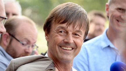 Nicolas Hulot le 29 août 2017 à Chavagne (Ille-et-Vilaine).&nbsp; (MARC OLLIVIER / MAXPPP)