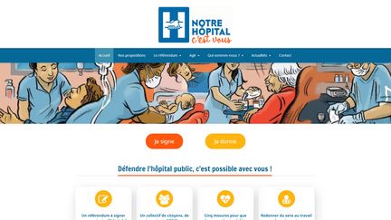 Capture d'écran du site du collectif "Notre hôpital c'est vous" qui portait le projet de référendum sur l'hôpital. (NOTREHOPITAL.ORG)