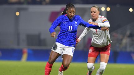 L'attaquante Kadidiatou Diani, lors du match France-Danemark le 15 février 2023. (JEAN-FRANCOIS MONIER / AFP)