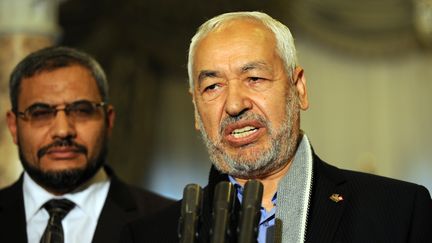Rached Ghannouchi, le pr&eacute;sident du parti islamiste Ennahda, le 20 f&eacute;vrier 2013 &agrave; Tunis (Tunisie). (FETHI BELAID / AFP)