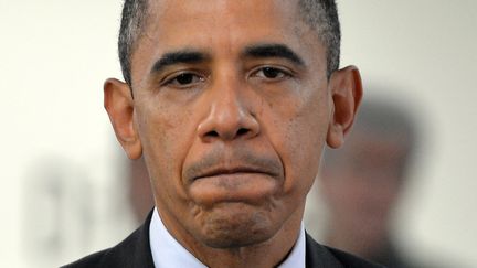 Barack Obama, &agrave; la Croix Rouge, &agrave; Washington (Etats-Unis), le 30 octobre 2012. (JEWEL SAMAD / AFP)