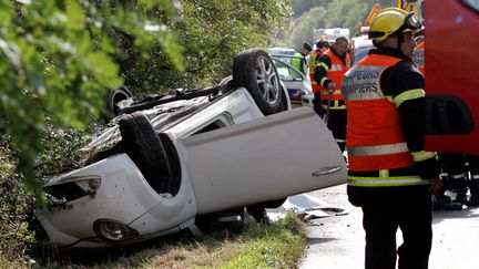 Un accident de la circulation le 14 mai 2014, &agrave;&nbsp;Thionville (Moselle).&nbsp; (  MAXPPP)