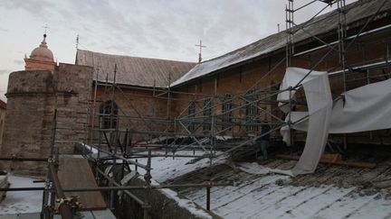 Restauration du toit de la la basilique de la Nativité à Bethléem.
 (MUSA AL-SHAER / AFP)