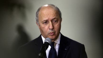 Laurent Fabius&nbsp;lors d'une conf&eacute;rence &agrave; Ramallah, en Palestine, le 18 novembre 2012.&nbsp; (ABBAS MOMANI / AFP)