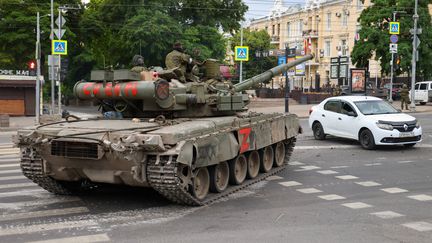 A tank on a street in Rostov (Russia), June 24, 2023. (ERIK ROMANENKO / TASS / SIPA)