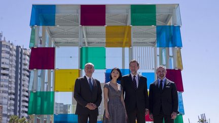 L'inauguration du "Centre Pompidou provisoire" de Malaga, avec Francisco de la Torre (maire de Malaga), Fleur Pellerin (ministre française de la Culture), Mariano Rajoy (Premier ministre espagnol) et Alain Seban (président du Centre Pompidou)
 (Jorge Zapata / Efe / MaxPPP)