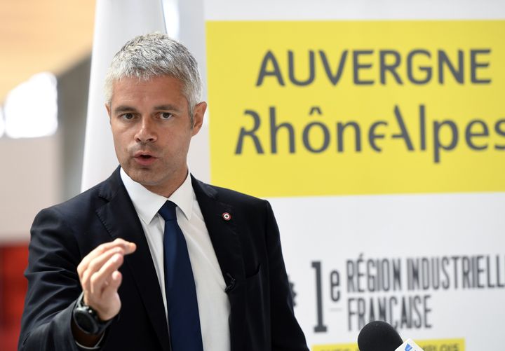 Le président de la région Auvergne-Rhône-Alpes, Laurent Wauquiez, lors d'une conférence de presse sur la politique migratoire du gouvernement, le 15 septembre 2016 à Lyon (Rhône).&nbsp; (PHILIPPE DESMAZES / AFP)