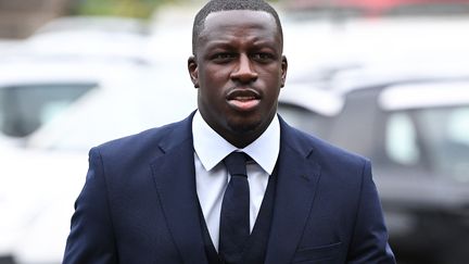 Le footballeur&nbsp;Benjamin Mendy arrive au tribunal de Chester dans le nord-ouest de l'Angleterre, le 15 août 2022. (PAUL ELLIS / AFP)