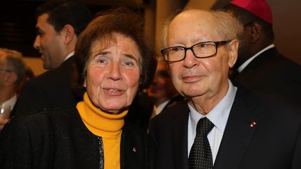 Beate et Serge Klarsfeld participent au dîner annuel du CRIF, le 7 mars 2018 à Paris. (LUDOVIC MARIN / POOL / AFP)