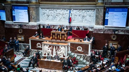 L'Assemblée nationale à Paris, le 6 décembre 2023, lors des questions au gouvernement. (XOSE BOUZAS / HANS LUCAS / AFP)