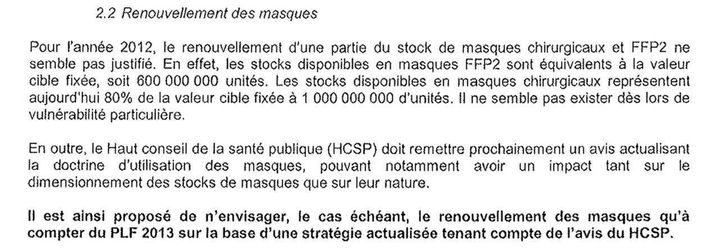 Extrait d'une note confidentielle de la Direction générale de la santé du 27 juillet 2011. (FRANCEINFO)