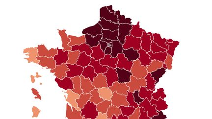 Le taux d'incidence par département au 27 mars 2021. (FRANCEINFO)