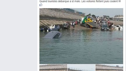 Douze véhicules ont été piégés par les eaux à Saint-Malo (Ile-et-Vilaine), le 6 mai 2016. (THIAUX YOUENN / FACEBOOK)