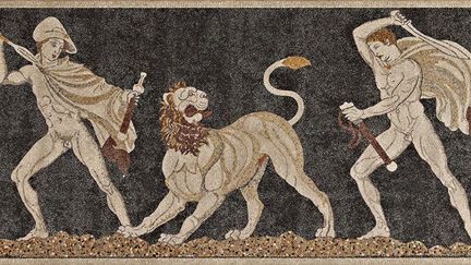 Mosaïque de la chasse au lion (musée archéologique de Pella)
 (Hellenic Ministry of Culture and Tourism, Archaelogical Receipts Fund)