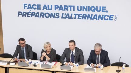 Séminaire parlementaire du parti d'extrême droite Rassemblement National RN à l'Assemblée nationale, samedi 14 septembre 2024. (VINCENT ISORE / MAXPPP)