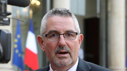 Le secrétaire général du syndicat UNSA Police, Philippe Capon, à l'Élysée à Paris, le 18 octobre 2017. (LUDOVIC MARIN / AFP)