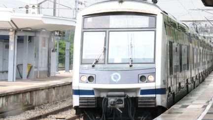 Une rame de RER à Sartrouville, dans les Yvelines, le 21 mai 2024. (UMIT DONMEZ / ANADOLU / AFP)