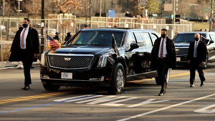 La voiture sécurisée de Joe Biden lors de son investiture le 20 janvier 2021.&nbsp; (CHIP SOMODEVILLA / GETTY IMAGES NORTH AMERICA)