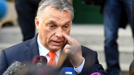 Le Premier ministre hongrois Viktor Orban le 8 avril 2018. (ATTILA KISBENEDEK / AFP)