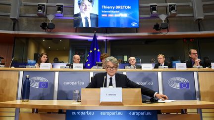 Thierry Breton le 14 novembre 2019 lors de son audition au Parlement européen. (JOHN THYS / AFP)