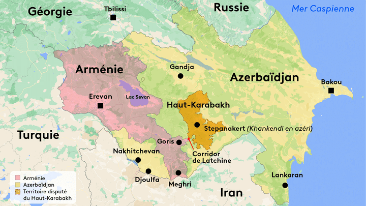 Le Haut-Karabakh, un territoire enclavé en Azerbaïdjan, revendiqué par les séparatistes arméniens. (HELOISE KROB / FRANCEINFO)