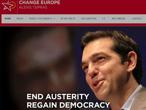 Copie du site internet «Change Europe» en faveur de la candidature d'Alexis Tsipras au poste de président de la Commission européenne. (DR)