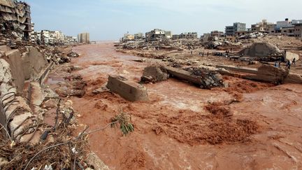 Les dégâts causés par les inondations à Derna, dans l'est de la Libye, le 11 septembre 2023. (AFP)