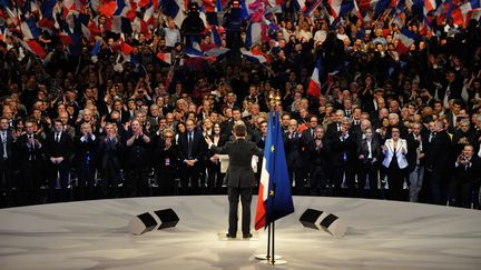 Nicolas Sarkozy au meeting de Villepinte, le 11 mars 2012. (ERIC FEFERBERG / AFP)