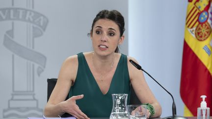 Irène Montero, ministre en charge de l’égalité en Espagne, a longtemps défendu un droit au congé menstruel pour les femmes espagnoles, jusqu'à son adoption le 16 avril 2023. (BORJA PUIG DE LA  BELLACASA / LA MONCLOA)